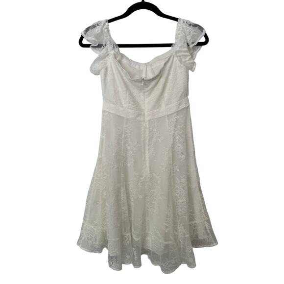 Women ASTR White Lace Mini Short Sleeve Dress with Zipper Closure-Small - Picture 2 of 7